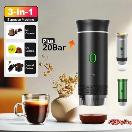 Cafetera eléctrica portátil 3 en 1 de 20 bares (Envió Internacional 10-15 días hábiles).